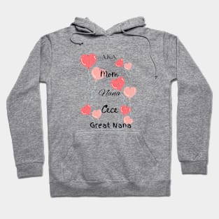 "AKA Mom Nana CeCe Grand Nana" Pink Hearts Hoodie